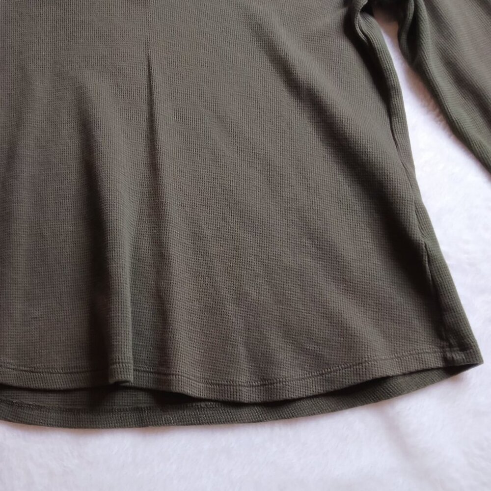 Christopher & Banks 🍃 Womens Hunter Green Mini Waffle Pattern 3/4 Sleeve Top🍃 - Picture 7 of 14